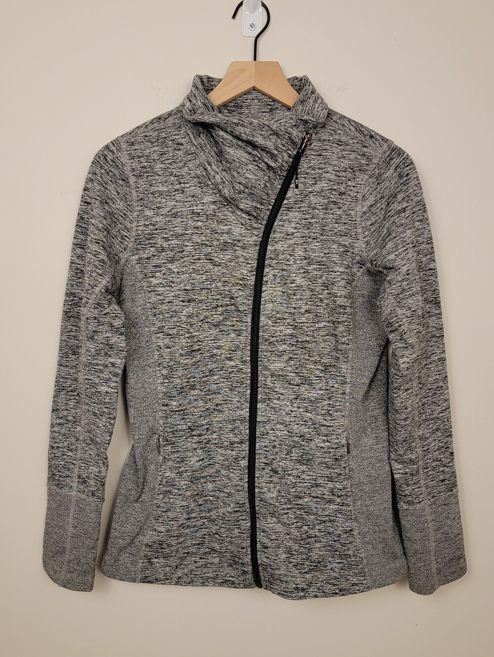 CALIA Carrie Underwood Heather Gray Asymmetric Zip Mock Neck Jacket Medium